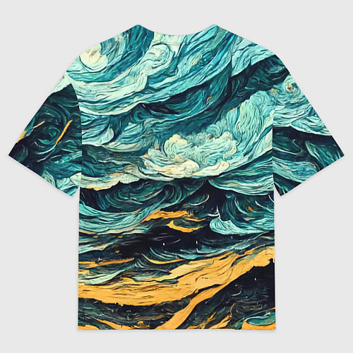 Мужская футболка оверсайз Пейзаж в стиле Ван Гога / 3D-принт – фото 2