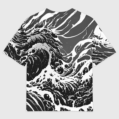 Мужская футболка оверсайз Черно-белые волны / 3D-принт – фото 2