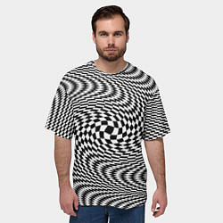 Футболка оверсайз мужская Гипнотическая спираль - оптическая иллюзия, цвет: 3D-принт — фото 2