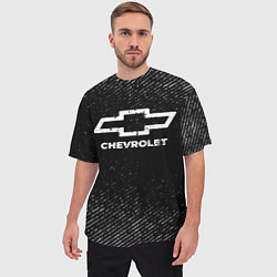 Футболка оверсайз мужская Chevrolet с потертостями на темном фоне, цвет: 3D-принт — фото 2