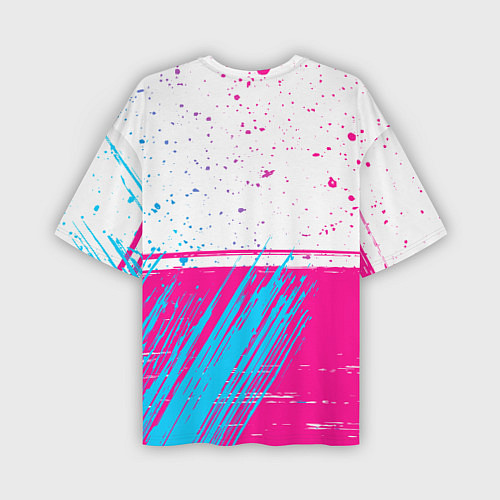 Мужская футболка оверсайз Lazio neon gradient style: символ сверху / 3D-принт – фото 2