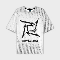 Мужская футболка оверсайз Metallica с потертостями на светлом фоне