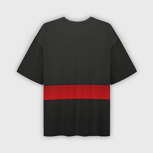 Мужская футболка оверсайз Mitsubishi - логотип - красная полоса / 3D-принт – фото 2