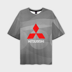 Мужская футболка оверсайз Mitsubishi - серая с кружочками абстракция