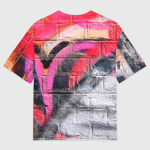 Мужская футболка оверсайз Граффити на кирпичной стене - фрагмент / 3D-принт – фото 2