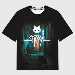 Футболка оверсайз мужская Stray кот в ночи, цвет: 3D-принт