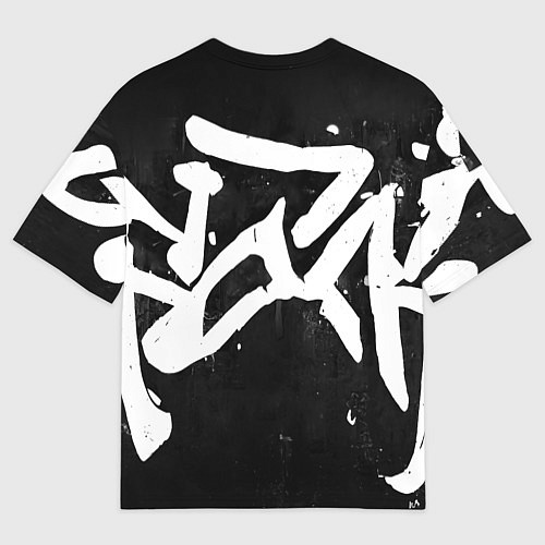 Мужская футболка оверсайз Иероглифы в стиле граффити / 3D-принт – фото 2