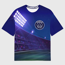 Футболка оверсайз мужская PSG ночное поле, цвет: 3D-принт