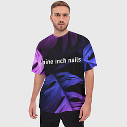 Футболка оверсайз мужская Nine Inch Nails neon monstera, цвет: 3D-принт — фото 2