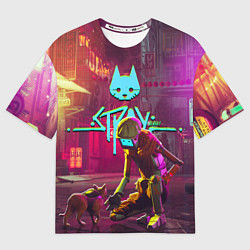 Футболка оверсайз мужская Stray - cat & robot, цвет: 3D-принт
