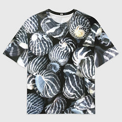 Мужская футболка оверсайз Паттерн из океанских ракушек