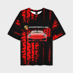 Футболка оверсайз мужская Porsche - авто, цвет: 3D-принт