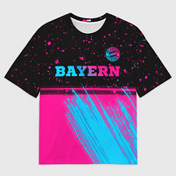 Футболка оверсайз мужская Bayern - neon gradient: символ сверху, цвет: 3D-принт