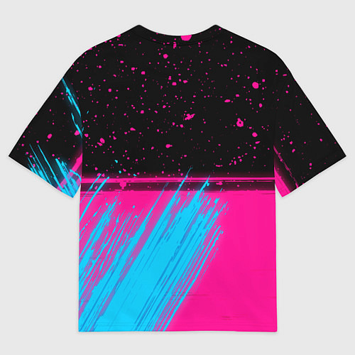 Мужская футболка оверсайз Bayern - neon gradient: символ сверху / 3D-принт – фото 2