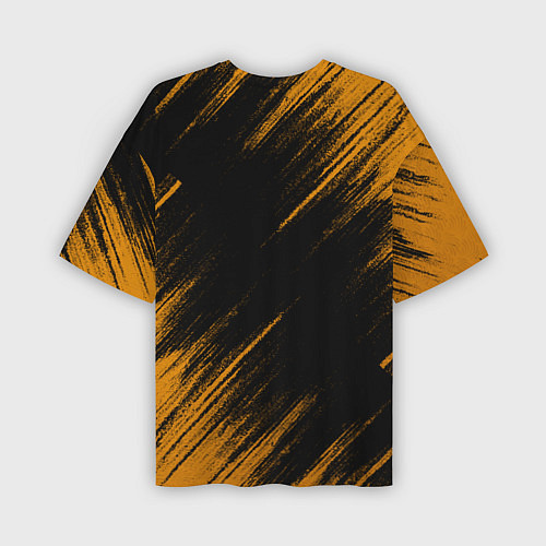 Мужская футболка оверсайз Порше - Оранжевые потертости / 3D-принт – фото 2