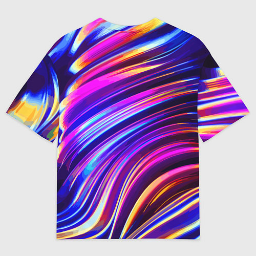 Мужская футболка оверсайз Скейтбордист Барт Симпсон на фоне разноцветных кля / 3D-принт – фото 2