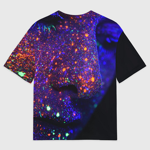 Мужская футболка оверсайз Силуэт лица из мазков красок / 3D-принт – фото 2