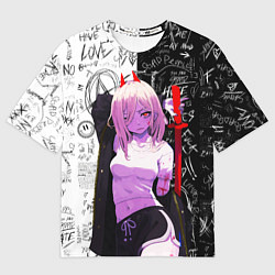 Мужская футболка оверсайз Пауэр с мечом - Человек бензопила