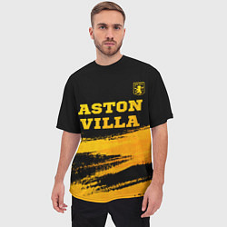 Футболка оверсайз мужская Aston Villa - gold gradient: символ сверху, цвет: 3D-принт — фото 2