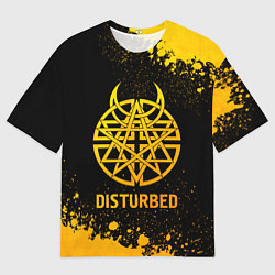 Футболка оверсайз мужская Disturbed - gold gradient, цвет: 3D-принт