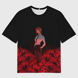 Мужская футболка оверсайз Человек-бензопила: Макима Демон контроля