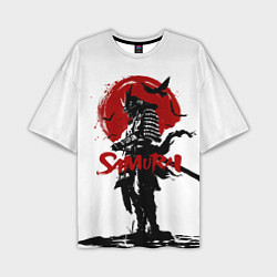 Мужская футболка оверсайз Самурай и Красное Солнце