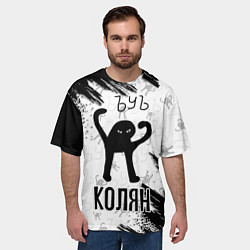 Футболка оверсайз мужская Кот ъуъ Колян, цвет: 3D-принт — фото 2