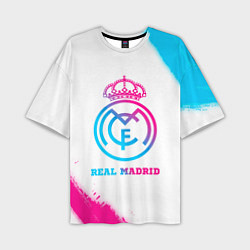 Мужская футболка оверсайз Real Madrid neon gradient style