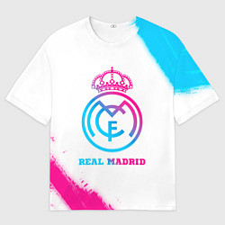 Футболка оверсайз мужская Real Madrid neon gradient style, цвет: 3D-принт