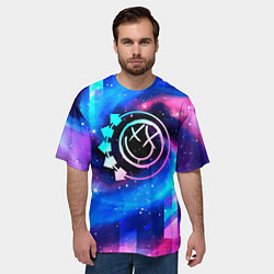 Футболка оверсайз мужская Blink 182 неоновый космос, цвет: 3D-принт — фото 2