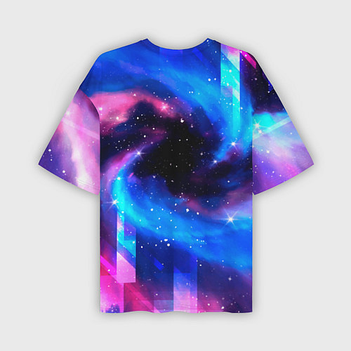 Мужская футболка оверсайз Blink 182 неоновый космос / 3D-принт – фото 2