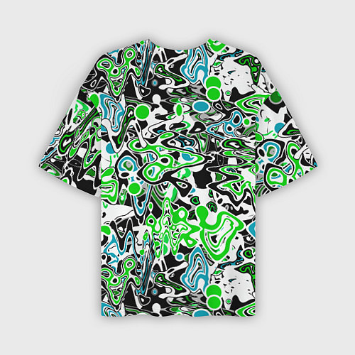 Мужская футболка оверсайз Зелено-голубой абстрактный узор / 3D-принт – фото 2