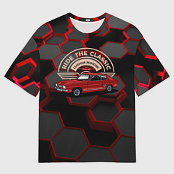 Футболка оверсайз мужская Красный ретро - автомобиль, цвет: 3D-принт
