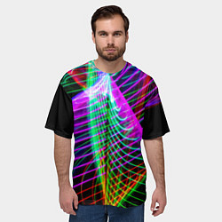Футболка оверсайз мужская Абстрактное множество неоновых лучей, цвет: 3D-принт — фото 2