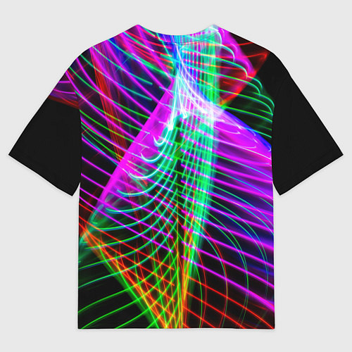 Мужская футболка оверсайз Абстрактное множество неоновых лучей / 3D-принт – фото 2