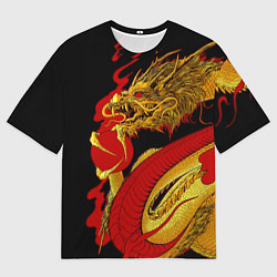 Мужская футболка оверсайз Японский Золотой Дракон