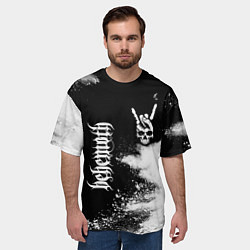 Футболка оверсайз мужская Behemoth и рок символ на темном фоне, цвет: 3D-принт — фото 2