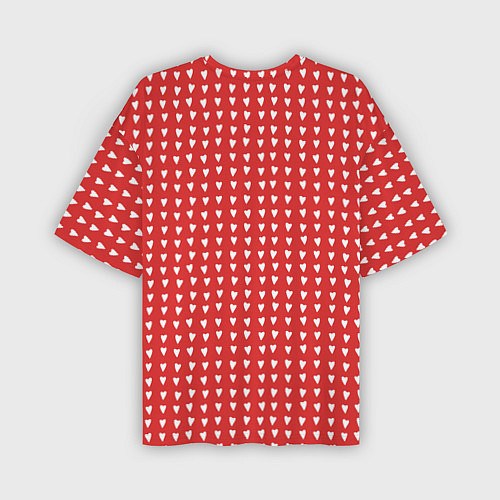 Мужская футболка оверсайз Красные сердечки паттерн / 3D-принт – фото 2