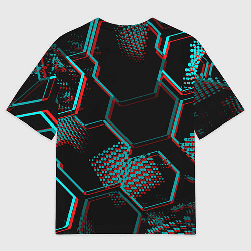 Мужская футболка оверсайз Atletico Madrid FC в стиле glitch на темном фоне / 3D-принт – фото 2