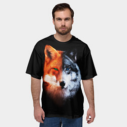 Футболка оверсайз мужская Волк и Лисица, цвет: 3D-принт — фото 2