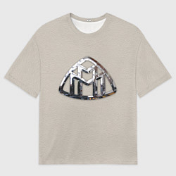 Футболка оверсайз мужская Maybach логотип на серой коже, цвет: 3D-принт