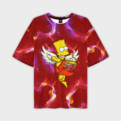 Мужская футболка оверсайз Барт Симпсон стреляет из лука в сердце