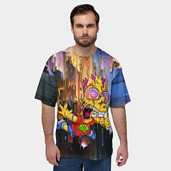 Футболка оверсайз мужская Барт Симпсон, свободное падение - стилизация, цвет: 3D-принт — фото 2