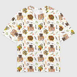 Мужская футболка оверсайз Череп с волосами