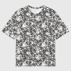 Мужская футболка оверсайз Череп в капюшоне