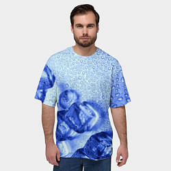 Футболка оверсайз мужская Кубики льда и капли воды, цвет: 3D-принт — фото 2