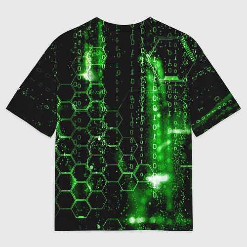 Мужская футболка оверсайз Зелёный программный код / 3D-принт – фото 2