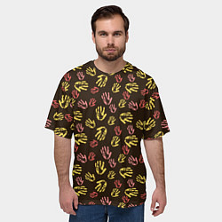 Футболка оверсайз мужская Отпечатки рук разноцветные, цвет: 3D-принт — фото 2