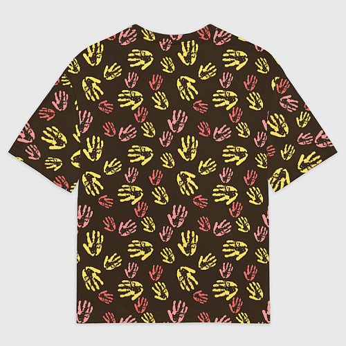 Мужская футболка оверсайз Отпечатки рук разноцветные / 3D-принт – фото 2