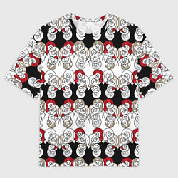 Мужская футболка оверсайз Абстрактный креативный красно-черный узор